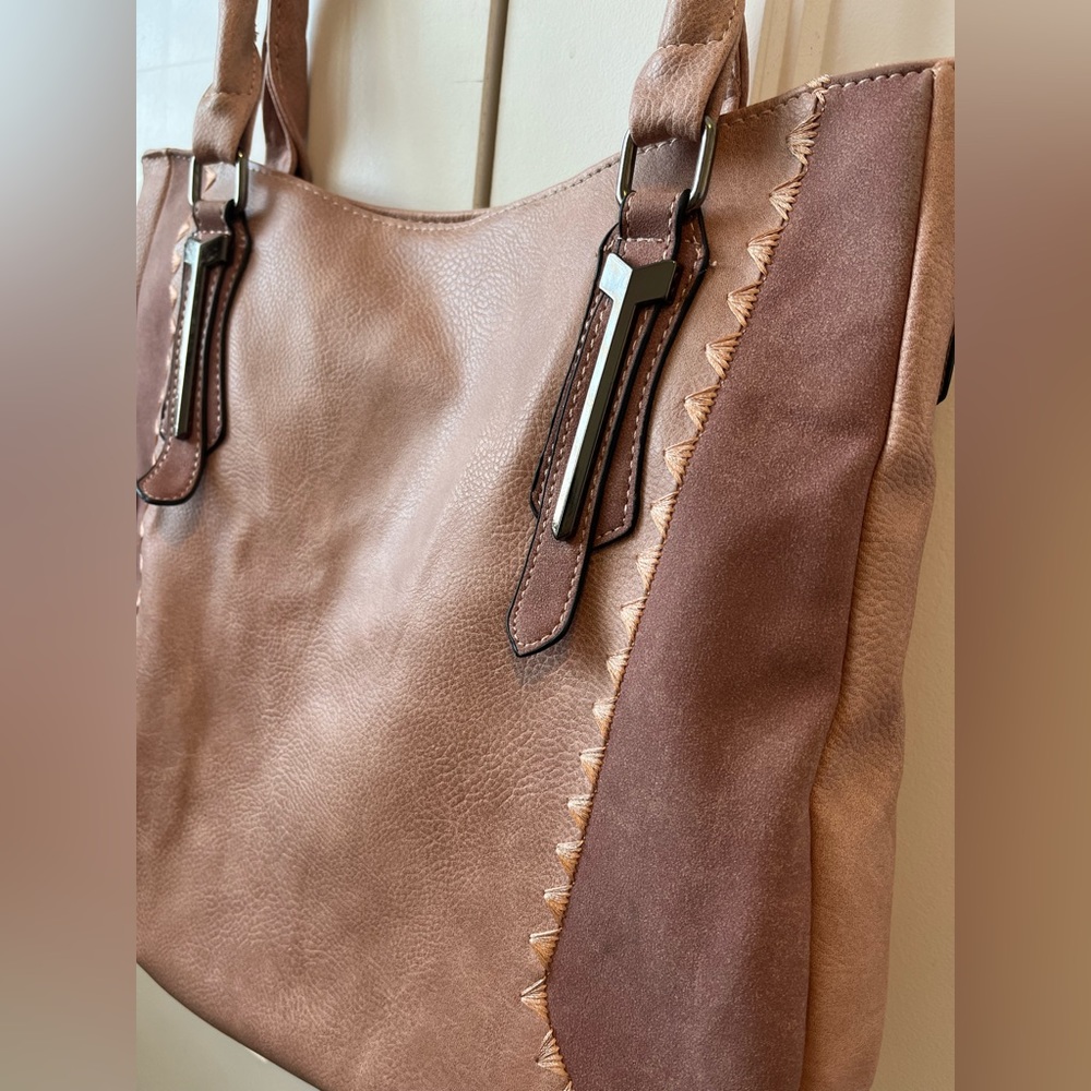 Beautiful mauve and blush faux leather handbag purse